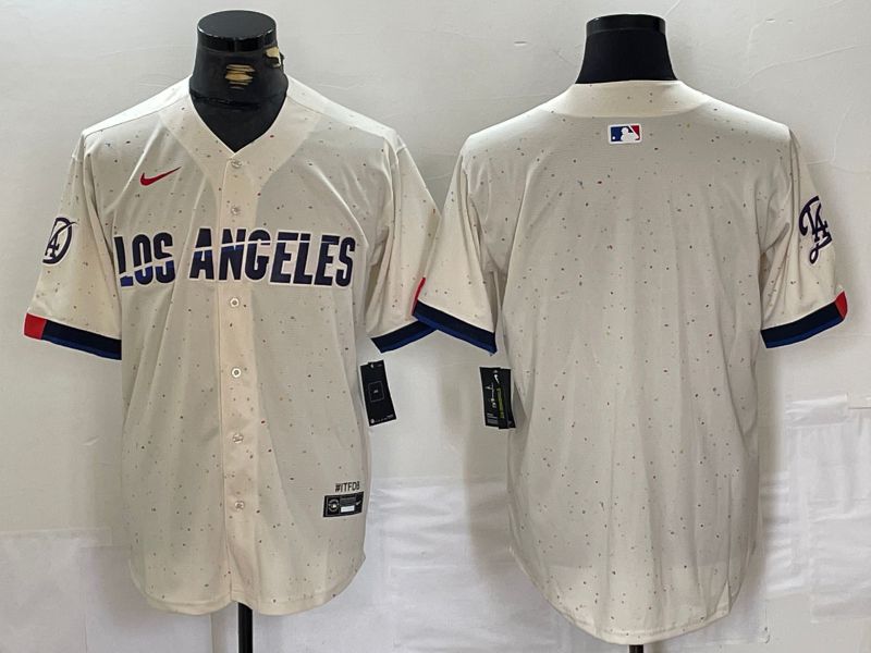 Men Los Angeles Dodgers Blank Cream Fashion Nike Game MLB Jersey style 1